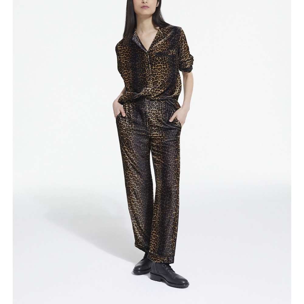 Flowing Velvet Pants With Print | Women | Leopard Size 1